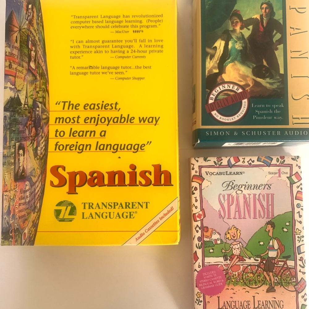 TRANSPARENT SPANISH LANGUAGE LEARNING CASSETTES +(3 x Set Bundle)-NEW!RARE FIND!